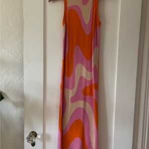 60’s style Vibrant Orange and Pink Women's Dress